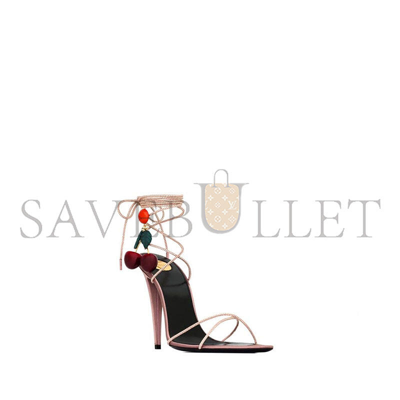 YSL MON CHÉRI SANDALS IN SUEDE AND RHINESTONES IN PINK 863530AAF555787